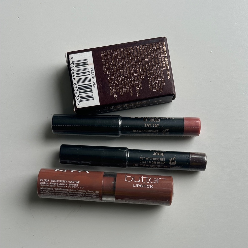 Lipsticks bundle (brand new Nudestix sharpener included)